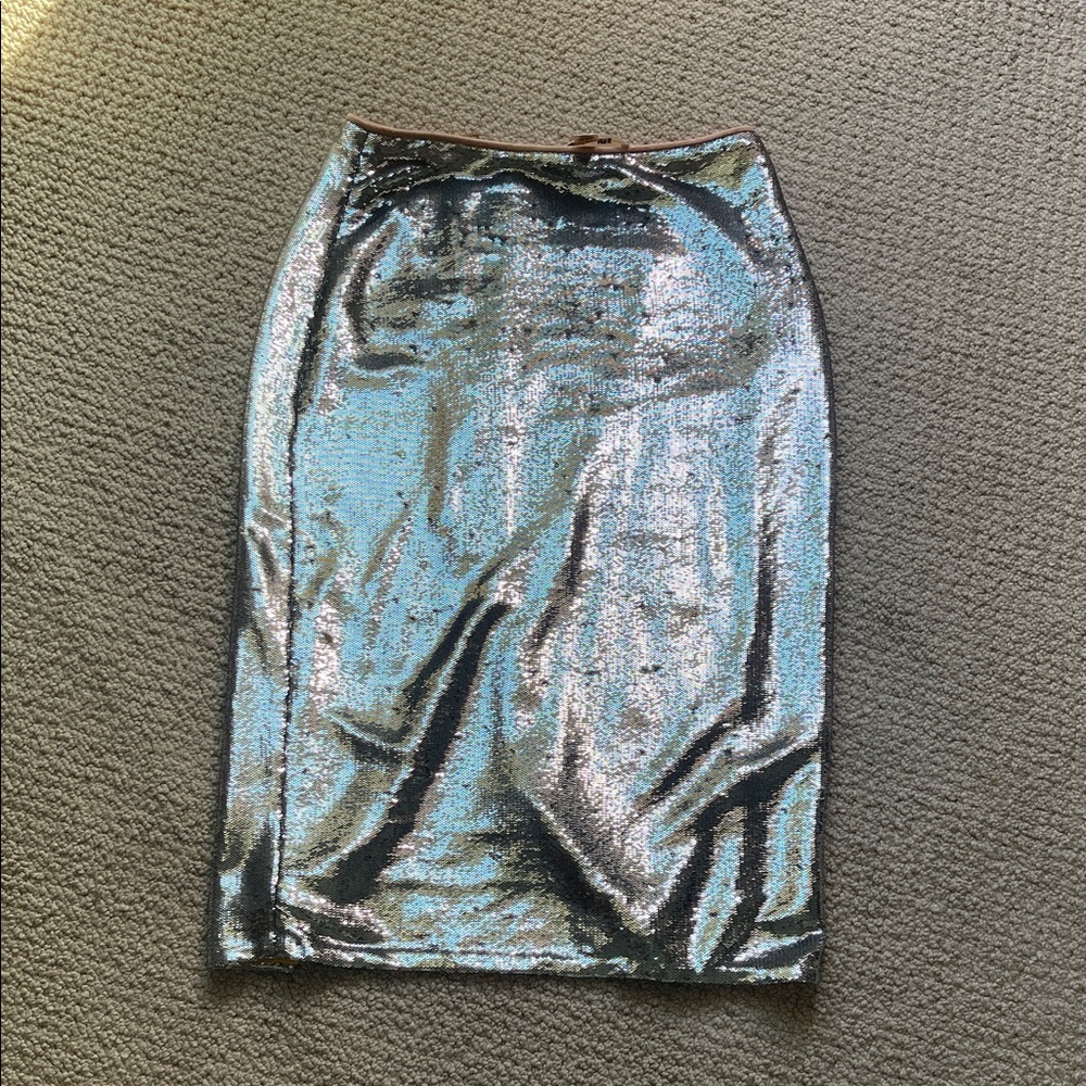 Silver Sequin Diane Von Furstenburg Skirt
